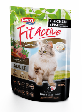 Panzi FitActive Hairball Indoor Adult - felnőtt lakásban tartott macska száraz eledel 300 g-os
