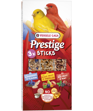 Versele-Laga Prestige Sticks kanárinak magok&virágok+gyümölccsel&pitypang+gyümölcs&menta 3 db-os