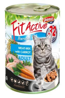Panzi FitActive Adult-felnőtt Meat-Mix with Carrot (többféle szárnyas répával) macskaeledel 415 g-os