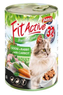 Panzi FitActive Adult-felnőtt Goose&Rabbit with Carrot (liba&nyúl répával) macskaeledel 415 g-os