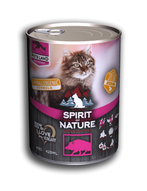 Spirit of Nature Hypoallergenic konzerv macskaeledel vaddisznóval 415 g-os